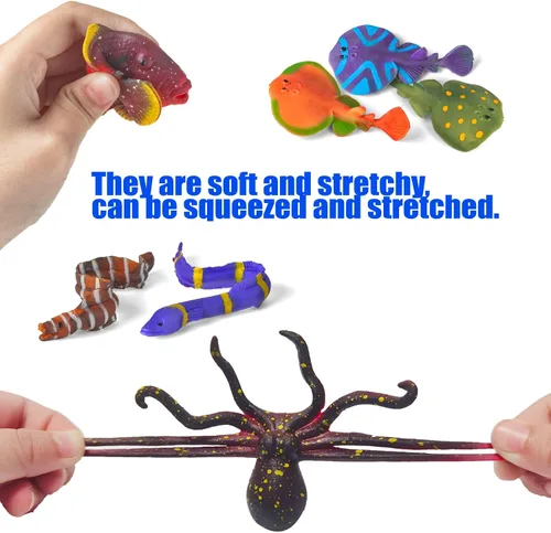 Vista 3 de Paquete de 12 juguetes de baño que cambian de color con animales marinos, figuras de animales oceánicos que cambian de color, juguetes de baño sin