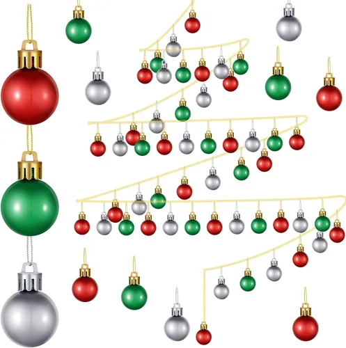 Vista 7 de Skylety 36 mini bolas de adorno para árbol de Navidad, 1 pulgada, rojo