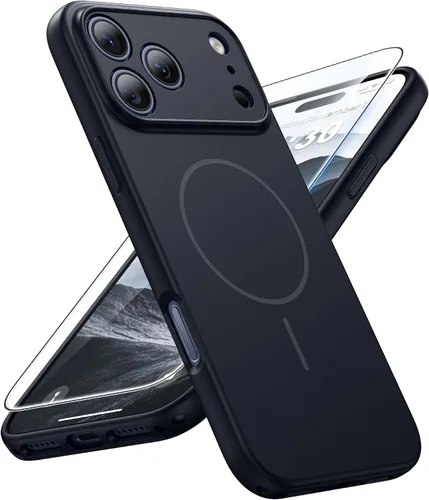 Vista 44 de FNTCASE Funda para iPhone 17 Pro: [Compatible con Magsafe] Fundas sólidas mate 17 Pro azul con protector de pantalla