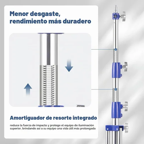Vista 6 de Soporte de Luz para Fotografía, Soporte de Trípode de Acero Inoxidable Resistente de 10.5 pies/320 cm con Tornillo Universal de 1/4” a 3/8”, Soporte