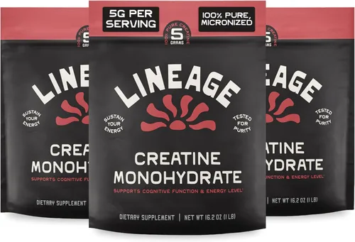 Vista 10 de Lineage Provisions Monohidrato de creatina micronizada con sal marina - Creatina en polvo micronizada para entrenamiento y rendimiento - Sin