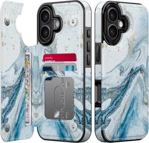 Vista 304 de LETO para iPhone 15 Pro Funda tipo cartera - Tapa tipo folio con patada - Diseños de moda - Tarjetero - Funda protectora para mujeres y niñas - 6.1