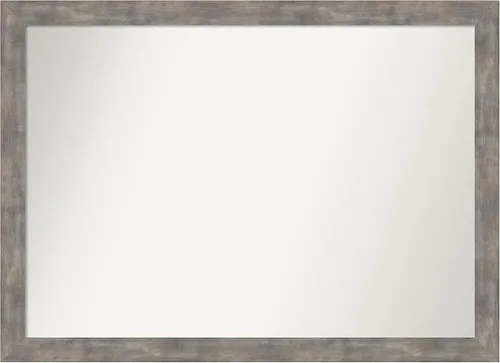 Vista 17 de Amanti Art Silver Bathroom Mirror for Over Sink, 26x45 Custom Made Marred Pewter Rectangle Vanity Mirror, Oversize Casual Wood Frame, Hangs Estaño