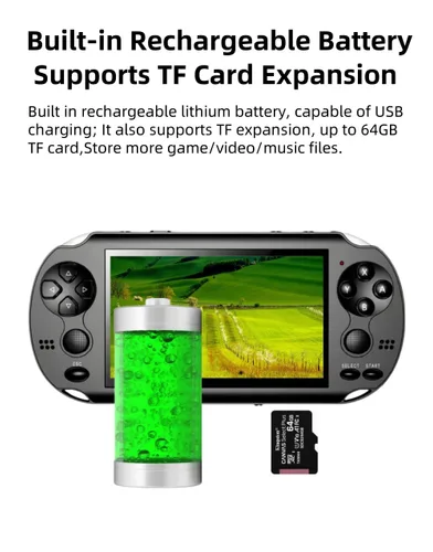 Vista 7 de TAQY 4.3 inch Dual Joystick Video Game Console Built-in 2000 Games Multiple Simulators Support MP4/TV OUT Travel Portable Retro Game Console