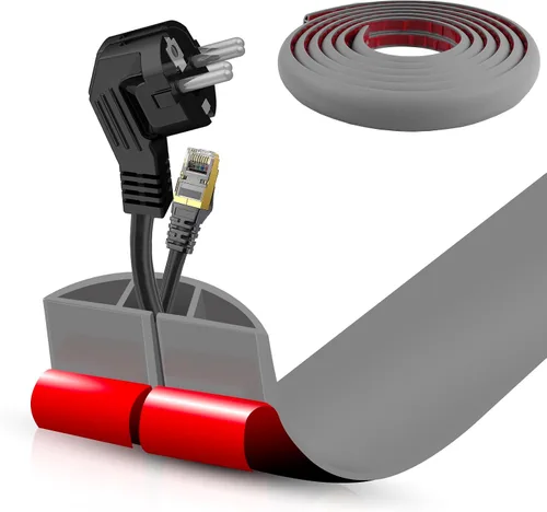 Vista 55 de Cubierta autoadhesiva para cables de suelo, gestión de cables de 3.3 pies, protector de tira de extensión para cables, evita tropiezos de cables