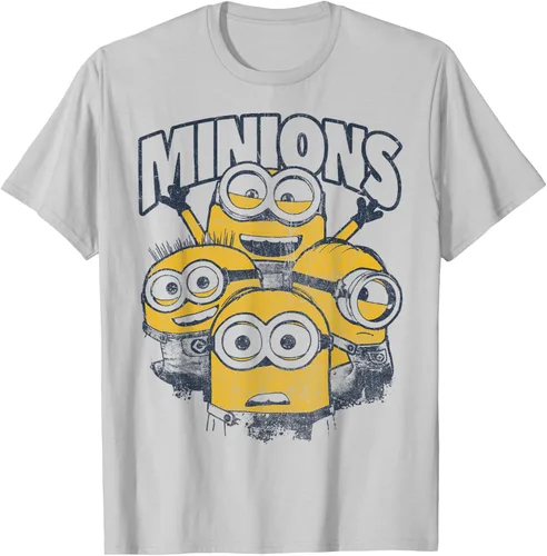 Vista 23 de Despicable Me Minions Vintage Group Graphic Camiseta Gris Oscuro