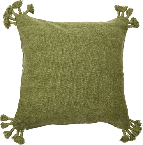 Vista 11 de Funda de almohada cuadrada de lona de 20 pulgadas con borlas Beige