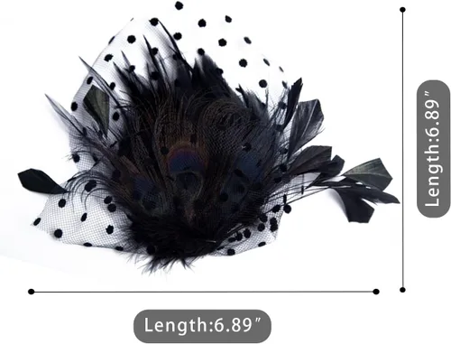 Vista 5 de Cizoe Fascinators 20s Gatsby Flapper Accesorios Art Deco Fiesta Accesorio de plumas de pavo real