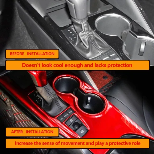 Vista 2 de Panel de control de la manija de cambio, 1 unidad, decoración interior del automóvil, accesorios para interiores de automóviles, accesorios para Rojo
