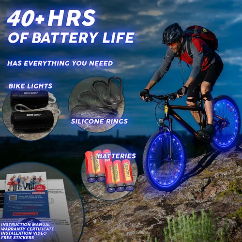 Vista 7 de Activ Life Paquete de 2 luces LED para ruedas de bicicleta con baterías incluidas, obtén un 100% más brillante y visible desde todos los ángulos