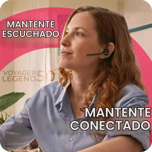 Vista 3 de Poly Voyager Legend 50-M - Auriculares Bluetooth, funda de carga, cancelación de ruido alimentada por IA, tecnología WindSmart de 4 micrófonos