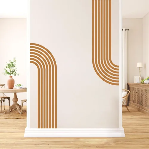 Vista 6 de Kazova - Calcomanía de arco de pared marrón - Grandes calcomanías modernas de estilo boho para cabecero, abstractas, retro, para despegar y pegar