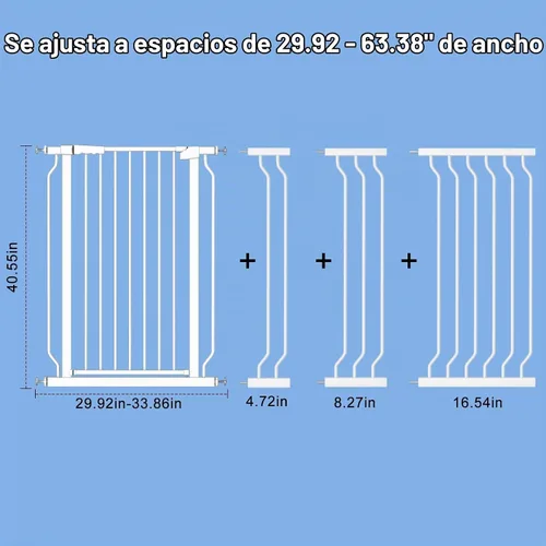 Vista 4 de WAOWAO Puerta extra alta para mascotas para perros y bebés, de 40.55 Blanco