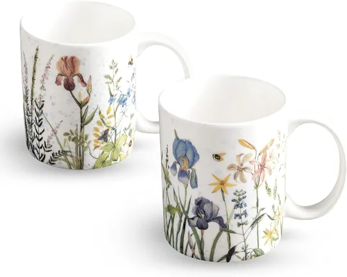 Vista 195 de Maison d' Hermine Taza de café con asas, tazas de porcelana fina de hueso, paquete de una taza de té para bebidas calientes, capuchino, latte