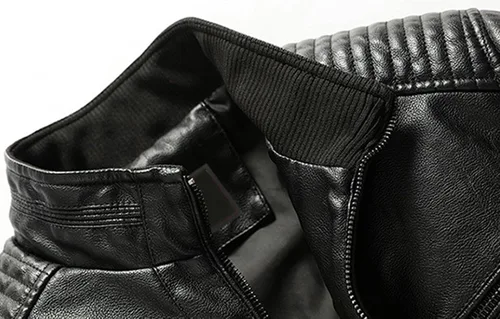 Vista 4 de Youhan Chaqueta de piel sintética tipo bomber con cremallera para hombre