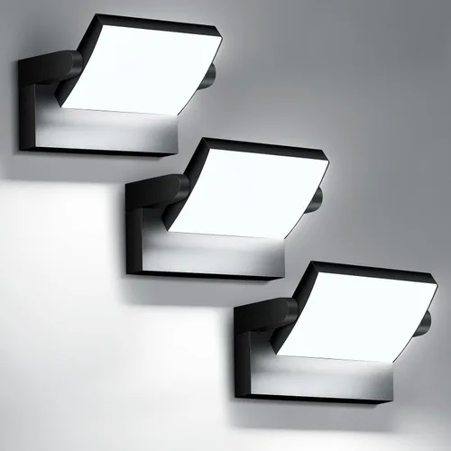 Vista 13 de 3Pack de luces de pared LED para exterior de 40W, luces de inundación blancas de 350° de rotación, lámpara de iluminación exterior comercial