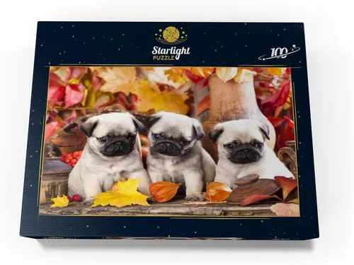 Vista 4 de MyPuzzle Pug Puppies - Rompecabezas prémium de 100 piezas, fabricado en Estados Unidos