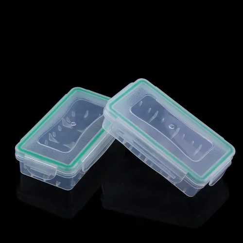Vista 2 de HAOX Caja de almacenamiento de batería, caja de batería segura organizada seca dura 2 piezas con ranuras para senderismo para baterías 18650