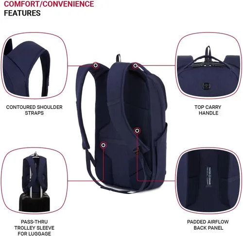 Vista 2 de SwissGear Mochila para laptop, Azul marino jaspeado