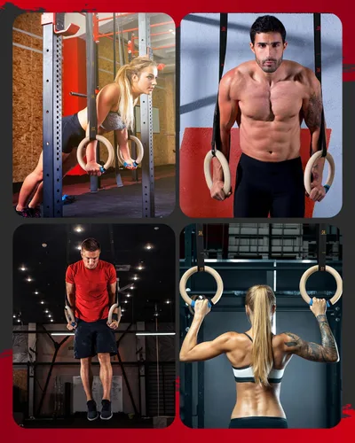 Vista 7 de Gonex Wooden Gymnastic Rings with Adjustable Straps Olympic Pull Up Rings