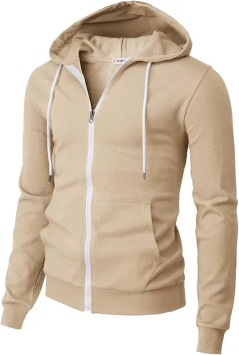Vista 8 de H2H Sudadera con capucha y cremallera para hombre, ligera, de manga larga, básica, ajustada, de algodón, con bolsillo Cmohol048-gris