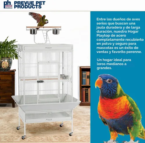 Vista 3 de Productos en hierro forjado Prevue para mascotas, selecta jaula de aves, negro Hammertone 3151BLK, Pewter