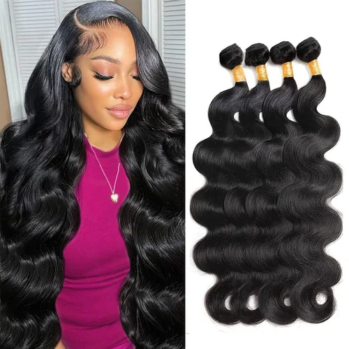 Vista 8 de Body Wave Human Hair Bundles with Closure 10A Brazilian Human Hair 3 Bundles with 4x4 HD Lace Closure Free Part 100% Unprocessed Virgin Hair Natural