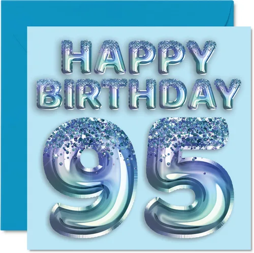 Vista 212 de Stuff4 Tarjeta de primer cumpleaños para niños, globo de fiesta con purpurina azul, tarjetas de feliz cumpleaños para niño de 1 año, nieto, hijo, 57