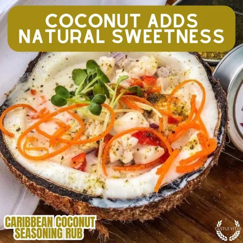 Vista 7 de Condimento y frote de coco caribeño, auténtica mezcla de especias gourmet artesanales, sin OMG, 2 onzas, lote pequeño, lata magnética, Gustus Vitae