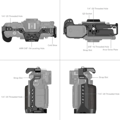 Vista 3 de SmallRig Zf - Jaula para cámara Nikon Z f, con agarre ergonómico de ébano, placa de liberación rápida integrada para Arca para encender rápidamente
