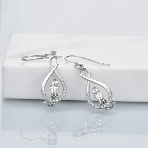 Vista 2 de TIGER RIDER Aretes colgantes de sirenadinosauriopagano para mujer, aretes de plata de ley 925, regalo de joyería para mujeres y niñas, regalos