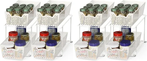Vista 11 de Simple Houseware - Cajón organizador de cesta deslizante de 2 niveles, bronce