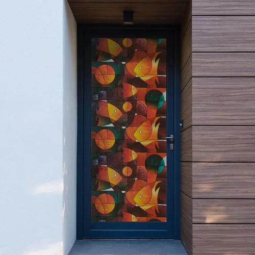 Vista 2 de BDF 3FSH - Película para ventana con diseño de peces de 36 x 59 3/4 pulgadas (2 patrones continuos)