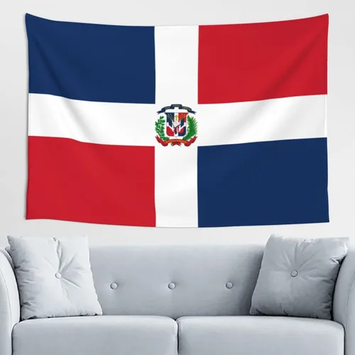 Vista 2 de LIFANGMI Tapiz decorativo con bandera de la República Dominicana, 60 x 40 pulgadas, para dormitorio, sala de estar, dormitorio universitario