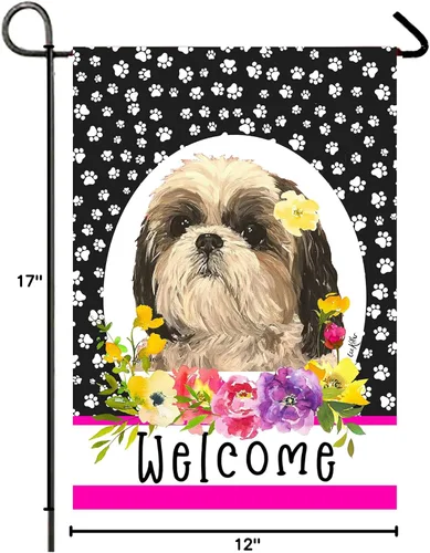 Vista 2 de Shih Tzu - Bandera de casa con estampado de huellas de Best of Breed
