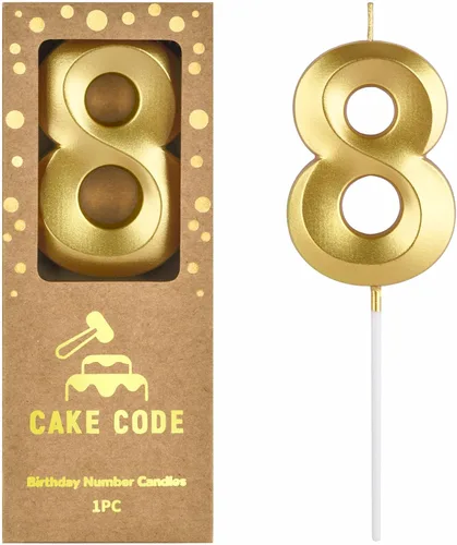 Vista 19 de Velas de cumpleaños de oro con diamantes de 2.76 pulgadas, velas de números dorados, velas de números de pastel, celebración de fiesta