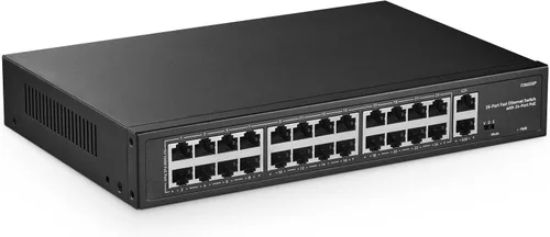 Vista 12 de Mini conmutador PoE de 6 puertos con 4 PoE+, 2 Uplink, Ethernet de 10/100Mbps, 65W 802.3af/at PoE, interruptor de red PoE+ YuLinca sin ventilador