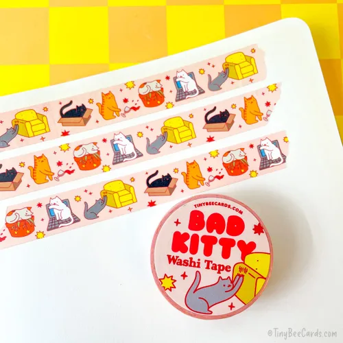 Vista 2 de Tiny Bee Cards Bad Kitty Mischief Washi Tape