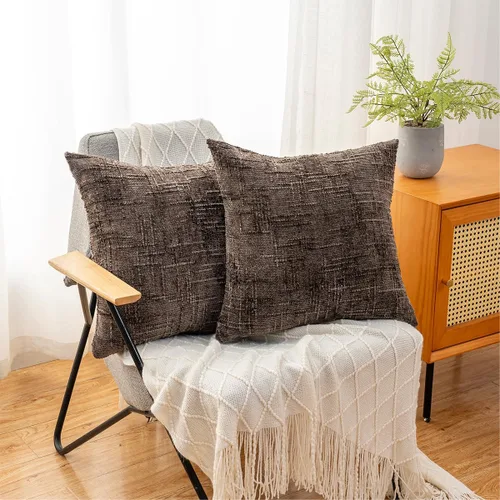 Vista 7 de Juego de 2 fundas de almohada decorativas de 22 x 22 pulgadas, almohadas de felpilla suave y sólida para sofá, cama, sala de estar, decoración
