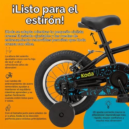 Vista 4 de Retrospec Koda Plus Kids Bike for Boys & Girls Ages 2-3 Years - Children's Bicycle, Adjustable Seat & Handlebars, Removable Training Wheels, Front