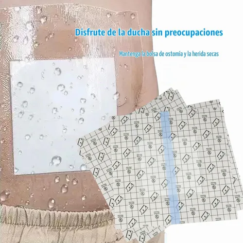 Vista 2 de Fundas de ducha impermeables para bolsa de ostomía, paquete de 30 fundas de ducha de catéter de diálisis de 8 x 8 pulgadas, cubierta de protección