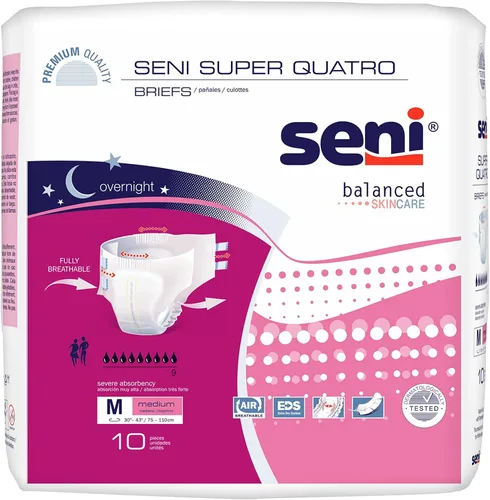 Vista 13 de Seni Super Quatro - Calzoncillos unisex para incontinencia adulta con pestañas, talla pequeña (55,9-81,3 cm), 12 unidades (1 paquete de 12)