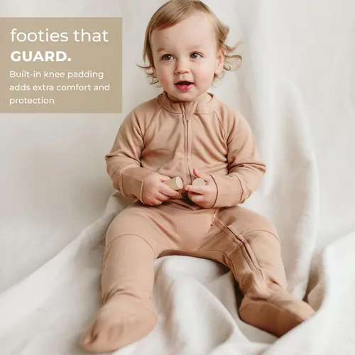 Vista 4 de goumikids Viscosa de Bambú Algodón Orgánico Cremallera Footies, Arenisca