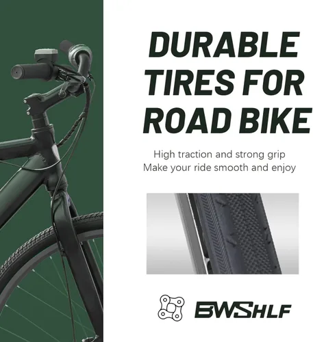 Vista 4 de BWSHLF 700x23/25/28/35c Road Bike Tire, Folding Bead Replacement Cycling Bicycle Tires Black Durable 2 Pack