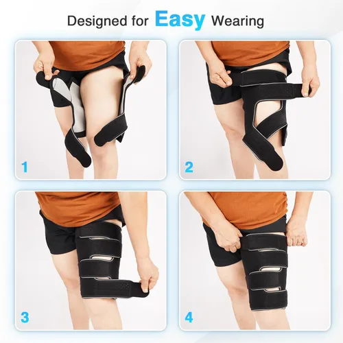 Vista 9 de Manga de compresión de muslo de talla grande para alivio del linfedema y la hinchazón, manga ajustable para muslo para circulación y recuperación