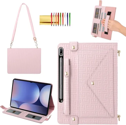 Vista 39 de Bolso Funda para Samsung Galaxy Tab S10 FE/S9 FE 10.9"/S9/S8/S7 11", Techcircle Folio con Soporte Cruzado, Billetera con Ranura para Lápiz S Pen