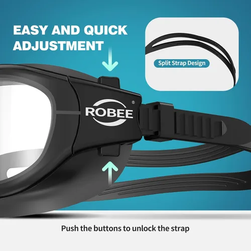 Vista 4 de Robee Gafas de natación, gafas de natación polarizadas para adultos, para hombres, mujeres y jóvenes, gafas de piscina de agua