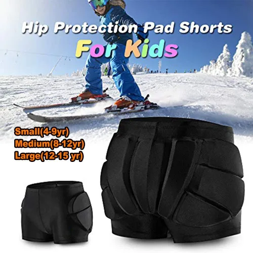 Vista 5 de Pantalones cortos con almohadilla para el trasero para patinaje, snowboard, esquí, hockey, pantalones cortos acolchados con protección