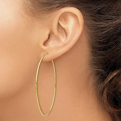 Vista 3 de Juego de aretes de aro de tubo sin fin de oro amarillo de 10 quilates, joyería fina redonda para mujer, regalos para ella, Cristal Oro amarillo