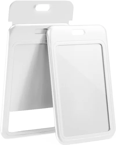 Vista 13 de JINEASY ID Paquete de 2 portadores de credenciales de plástico duro verticales para tarjetas de trabajo y tarjetas de acceso, uso intensivo, negro